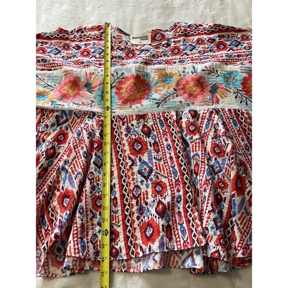 SAVANNA JANE Women's Floral Embroidered Poncho Tunic Top Red Blue Size M/L - Picture 14 of 16